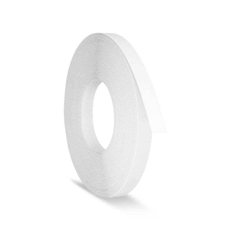 UNMAR White Melamine Edge Banding 5/8 inch x 25 feet Iron On Adhesive Edging Cabinet Repair Laminate Shelf Table Plywood Mdf Board Furniture Formica Countertop Pre Glued Flexible Strip Wood Veneer Tape Trim - Image 1